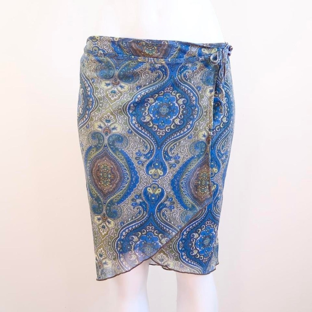 wet seal paisley wrap skirt mesh y2k boho indie